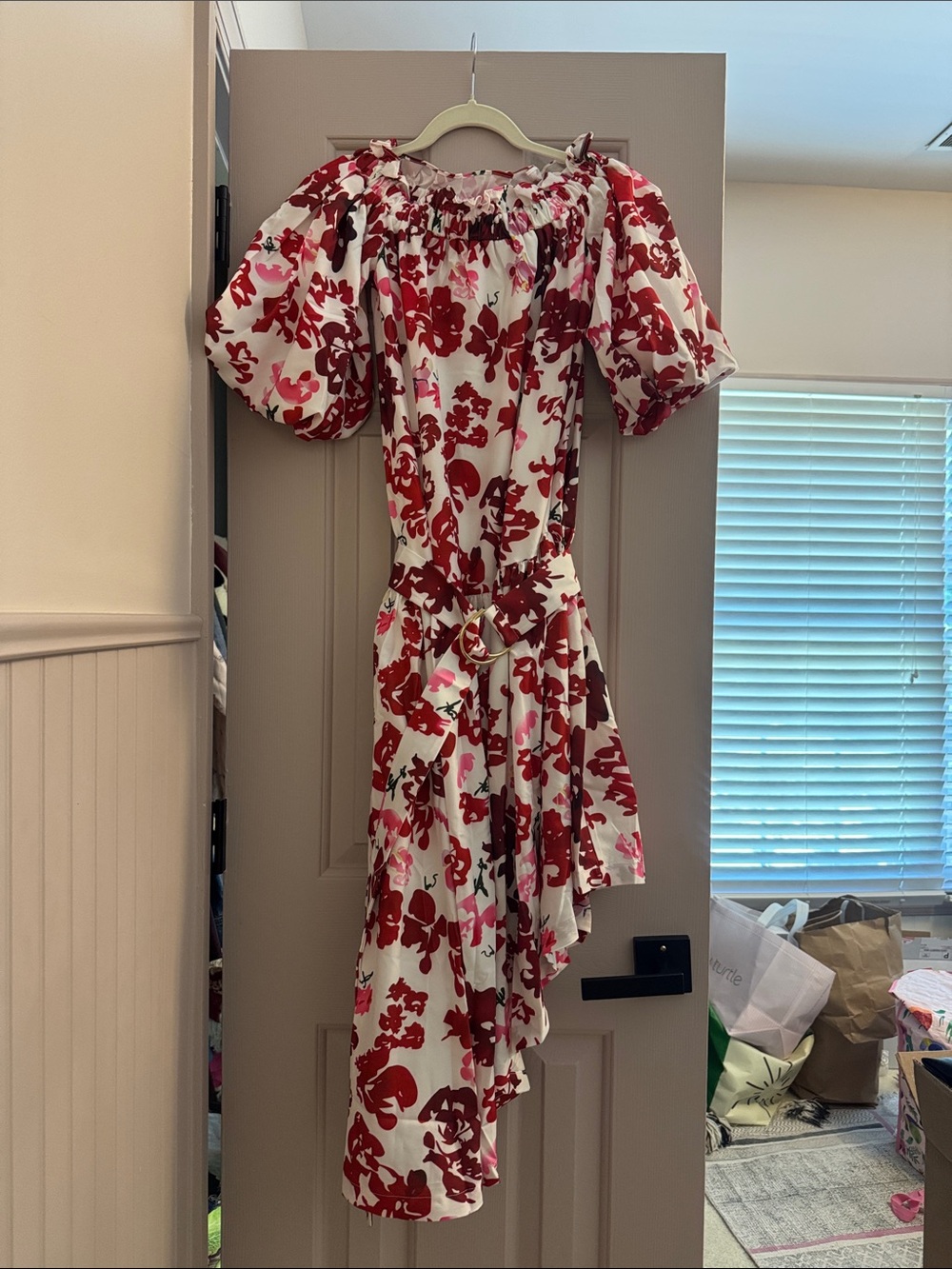 Beulah nwt Red Floral Off-Shoulder Women's Dress